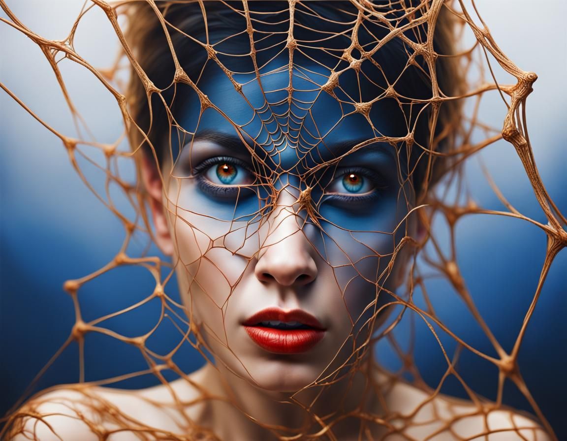 Woman with Web Crown in Photorealistic Art Style