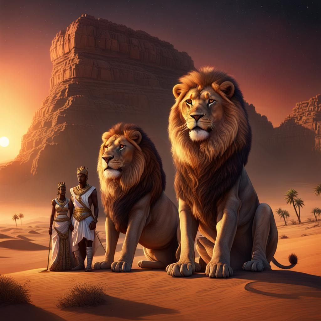 Nubian Royalty Under Starry Desert Sky