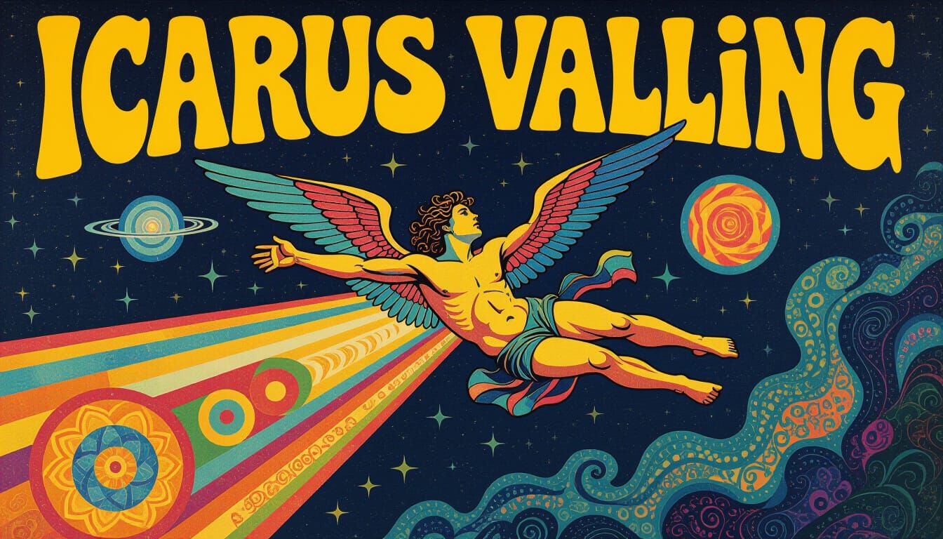 Icarus Falls in Psychedelic 60s Op Art Style