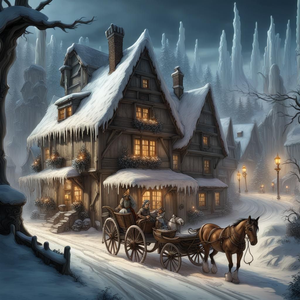 Anton Pieck Winter Scene with Horse Sledge