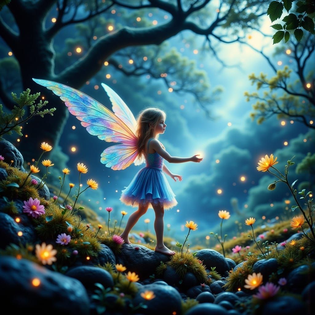 Enchanted Fairy in Sparkling Forest Glade