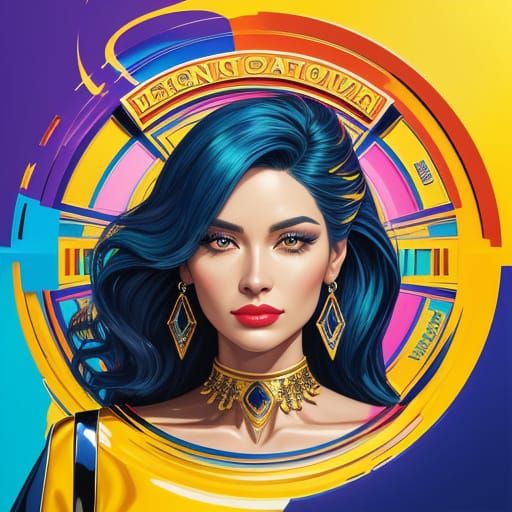 Stunning Art Deco Beauty Label in Vibrant Colors