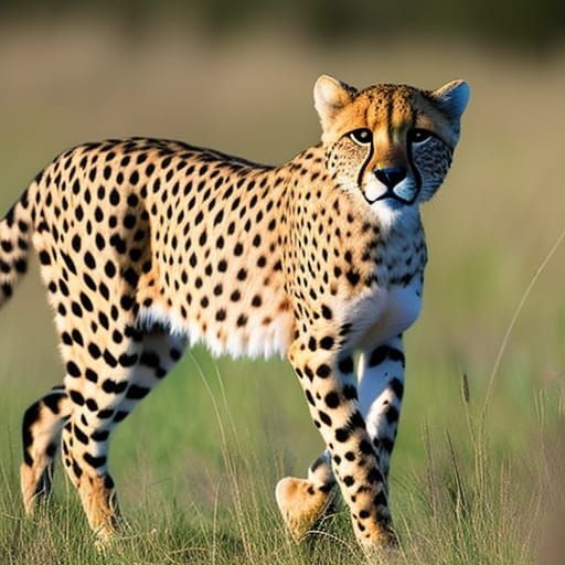 Cheetah Running in Savannah: Zoological Photography