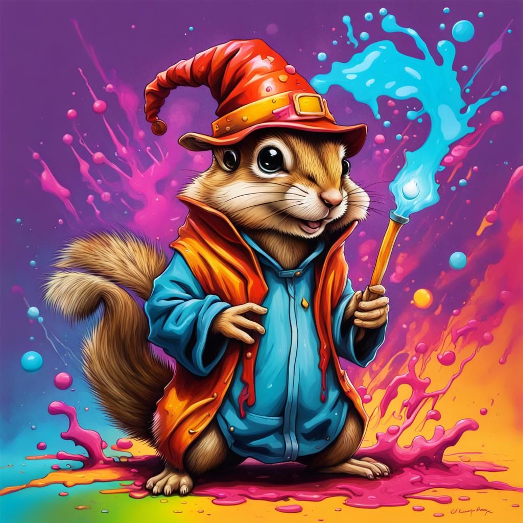 Wizard Chipmunk and Squirrel in Graffiti Art