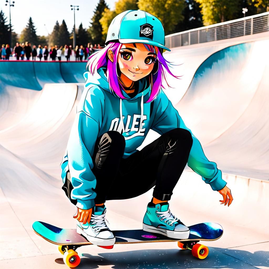 Cute Skater Girl Illustration