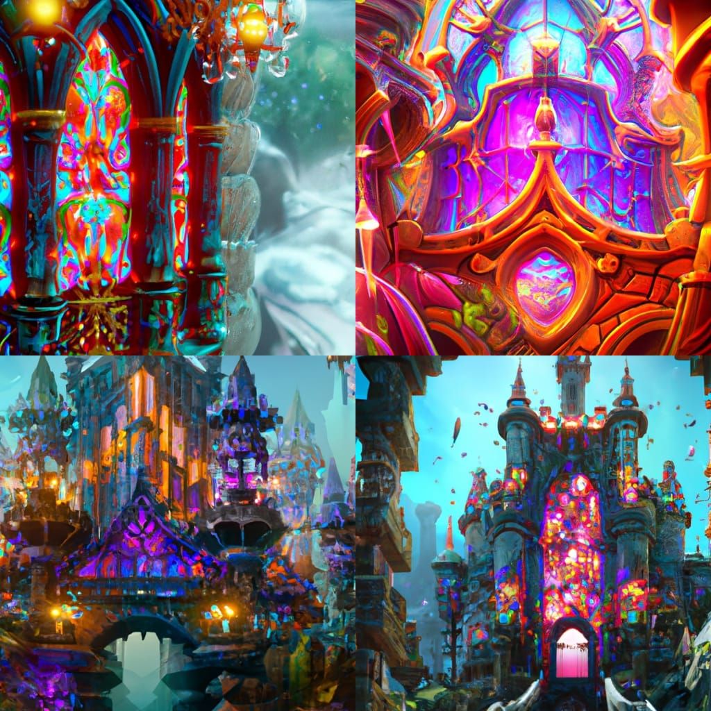 Stained Glass Castle: Detailed Fantasy Art