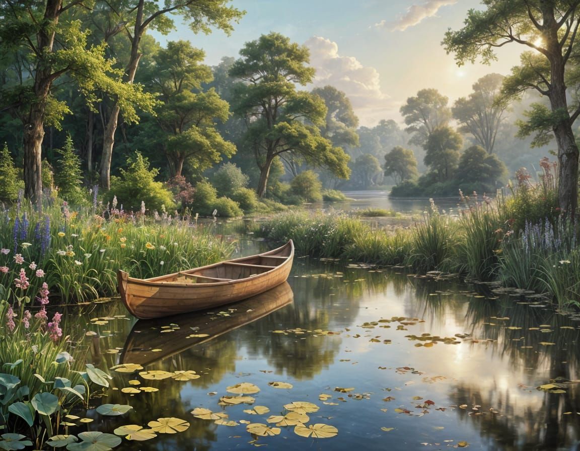 Wildflowers Bloom in Serene Watercolor Landscape