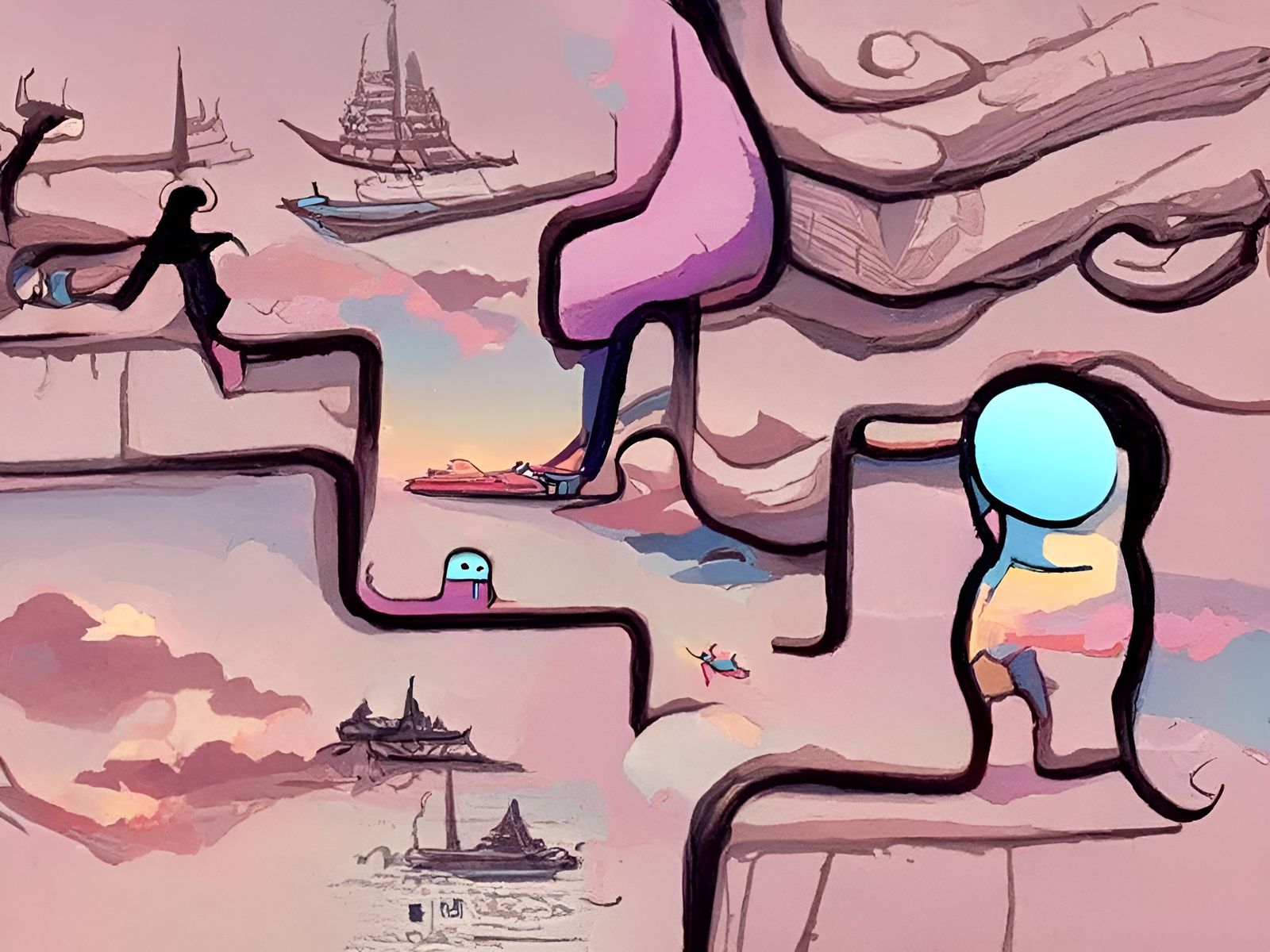 Cute Pastel Puzzle Platformer Game Illustration