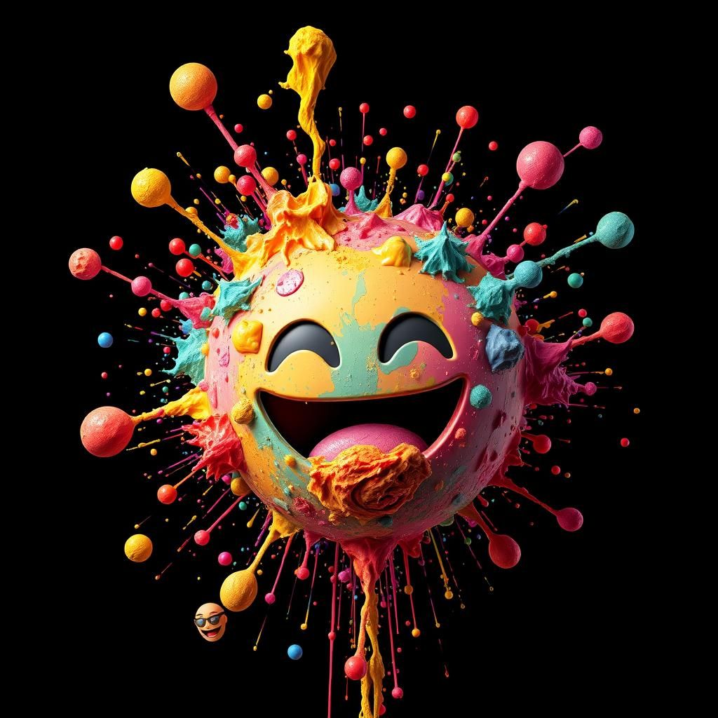 Vibrant iPhone Emojis in Abstract Impasto Style