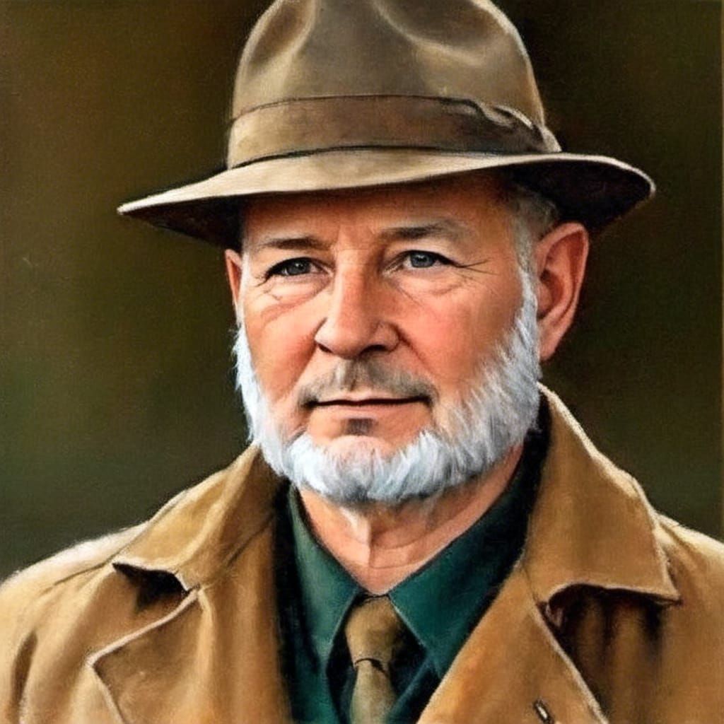 Man Searches for Rocks in Mountain Landscape