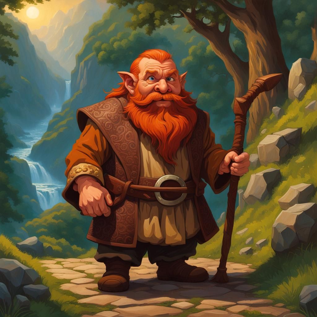 Ori the Dwarf Portrait in Fantasy Illustration Style