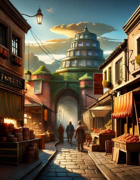 Fantastical Farmers Market Concept Art in Deep Color