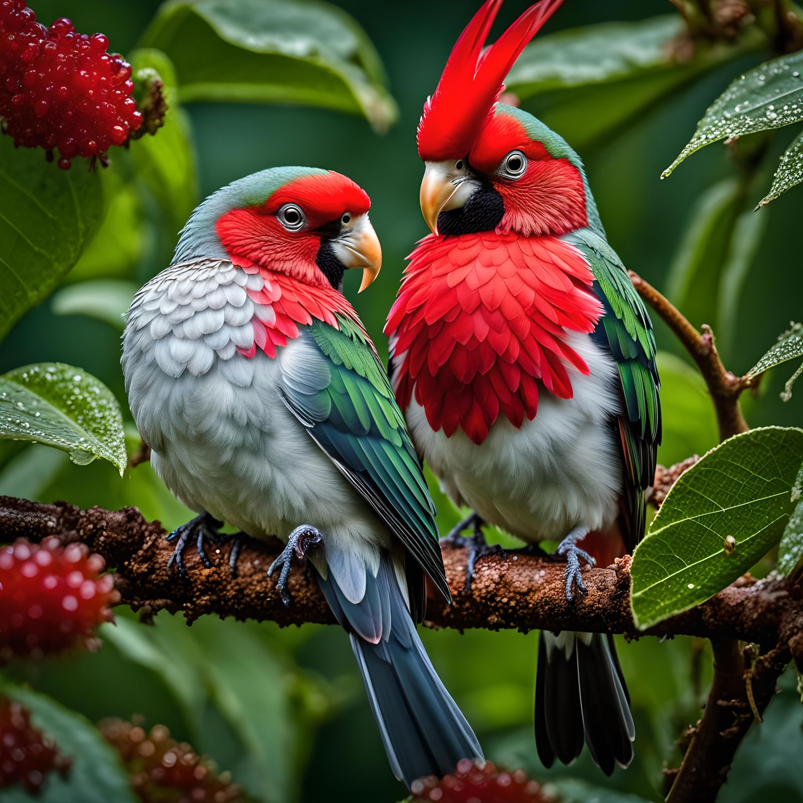 Lovebirds in High Definition: A Hyperrealistic Bird Portrait