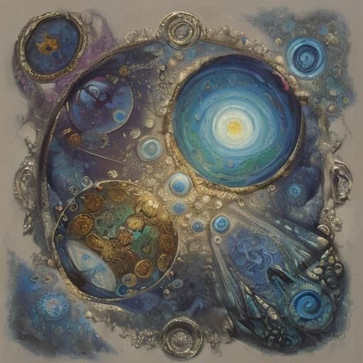 Dreamlike Bubbles in Desert, Dali-esque Oil Painting