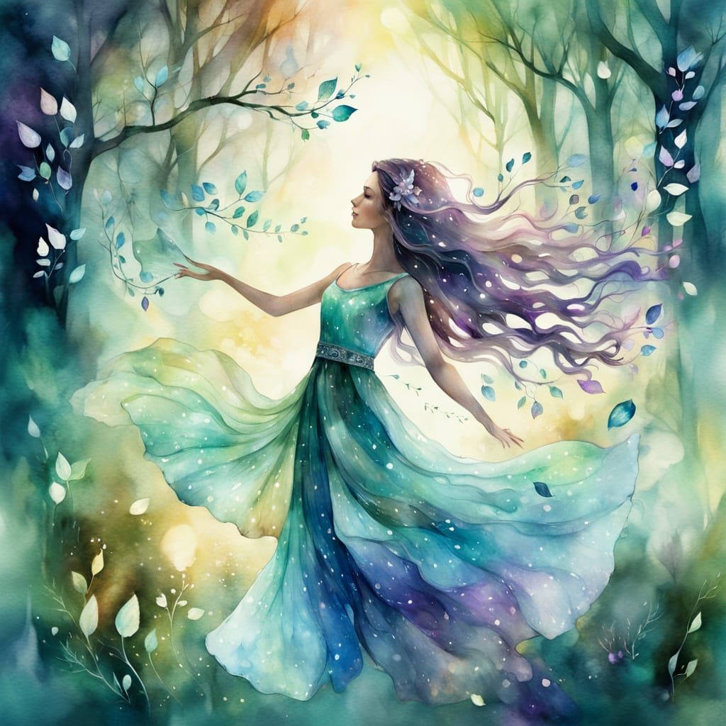 Ethereal Forest Dance with Glowing Flora