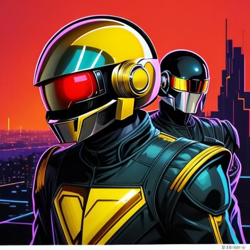 Daft Punk in Coruscant: Cyberpunk Anime Concept Art