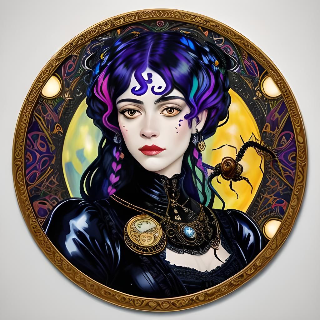 Klimt-Inspired Portrait of Femme Fatale with Scorpion
