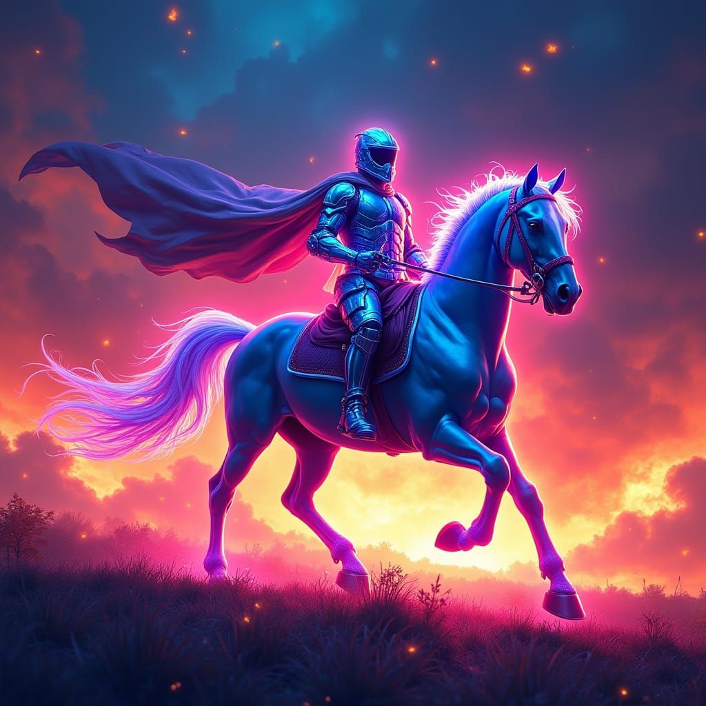 Glowing Epic Battle Scene in Vibrant Comic Book Style