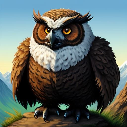 Majestic Owlbear in a Fantastical Landscape
