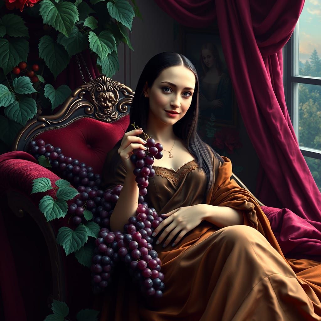 Whimsical Mona Lisa in Neo-Romantic Opulence
