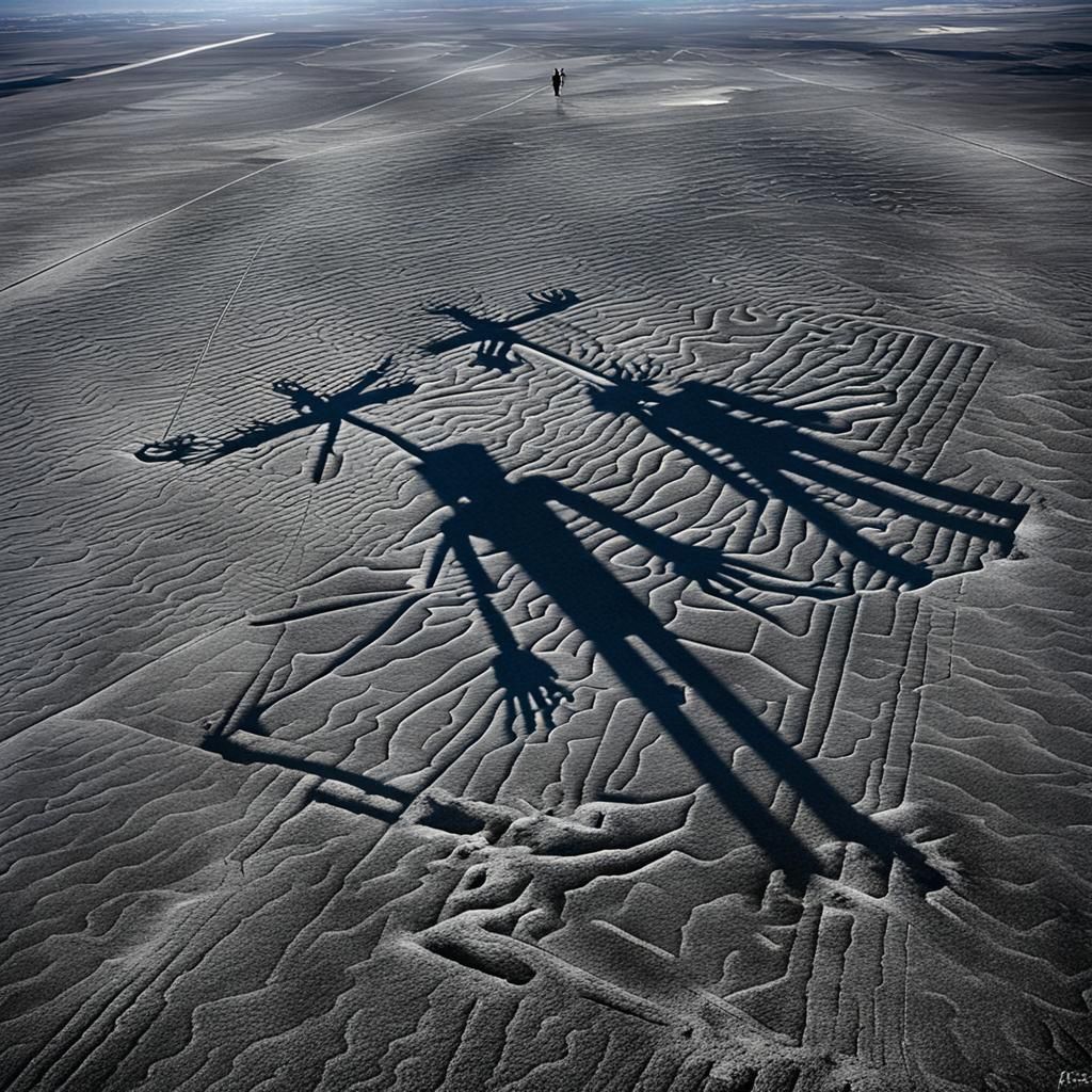 Nazca Lines: Mysterious Figure Under Crescent Moon