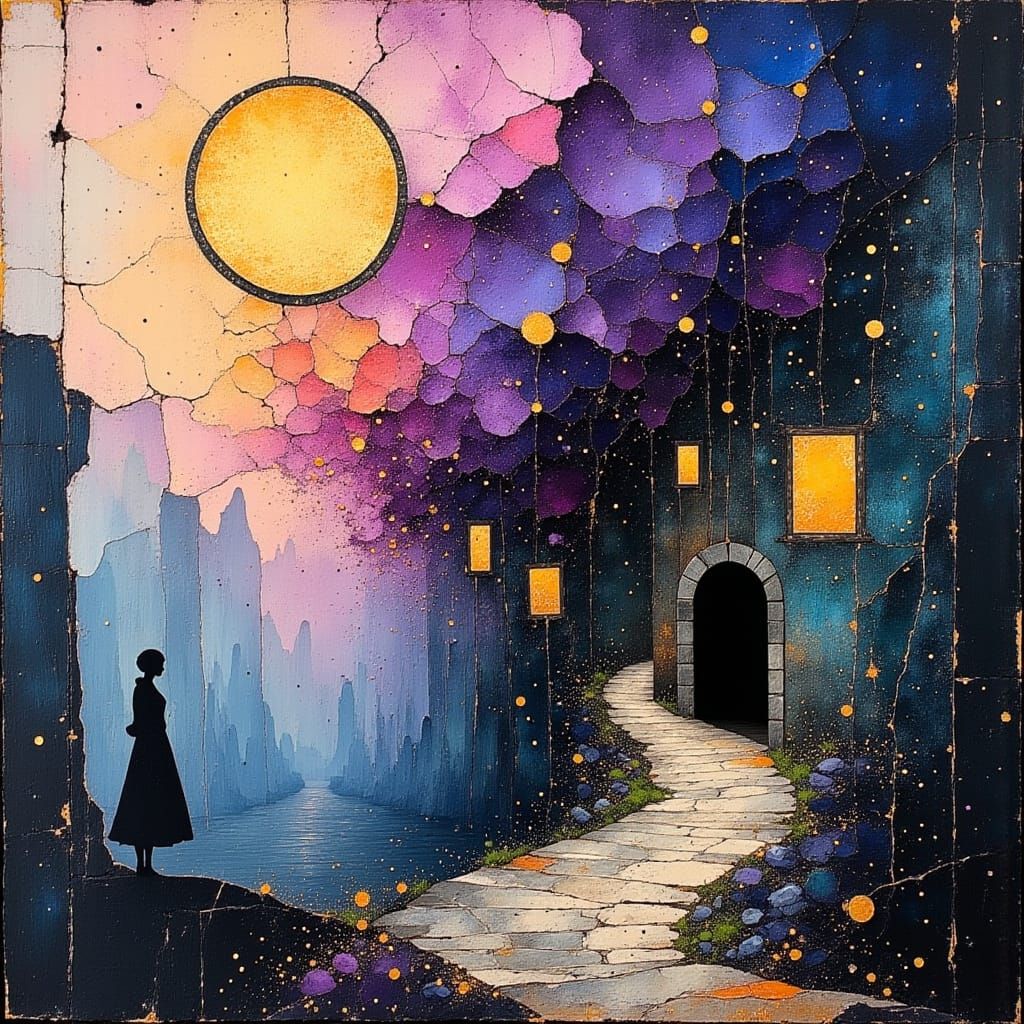 Surreal Iridescent Fairytale Landscape as Painterly Art