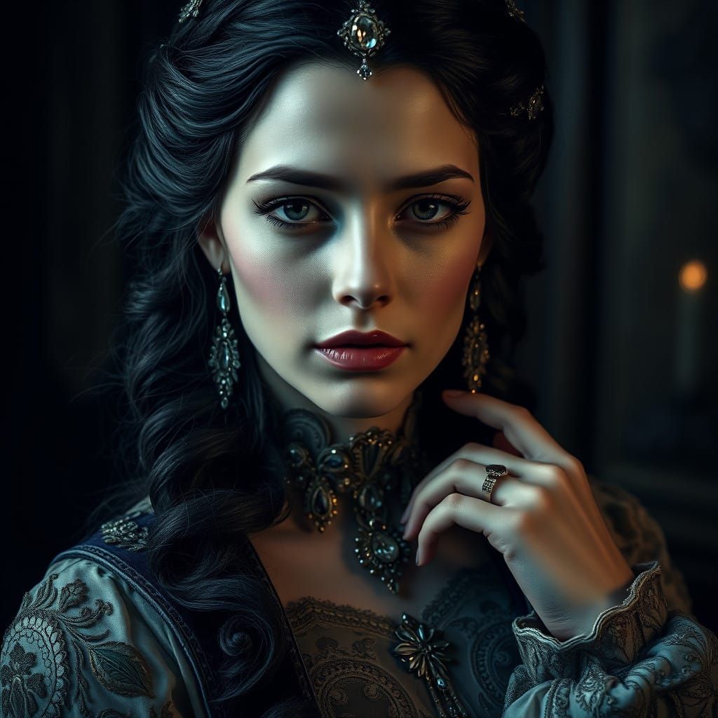 Elegant Victorian Aristocrat in Moody Splendor