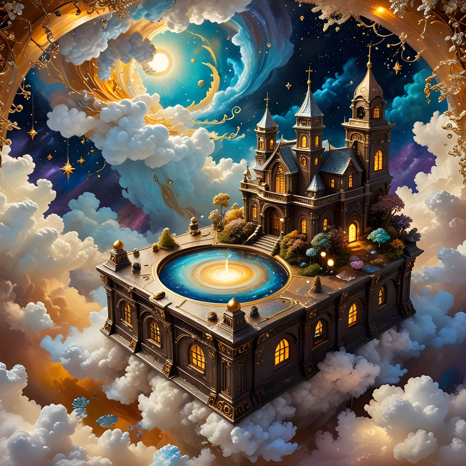 Magical Cloud City Spell School and Treasure Vault