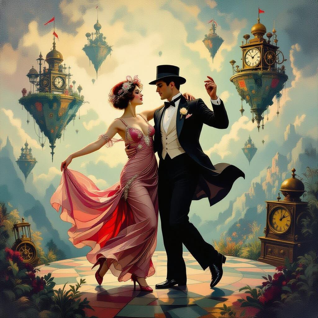 1920s Anarchists Dancing in Surreal Dreamscape
