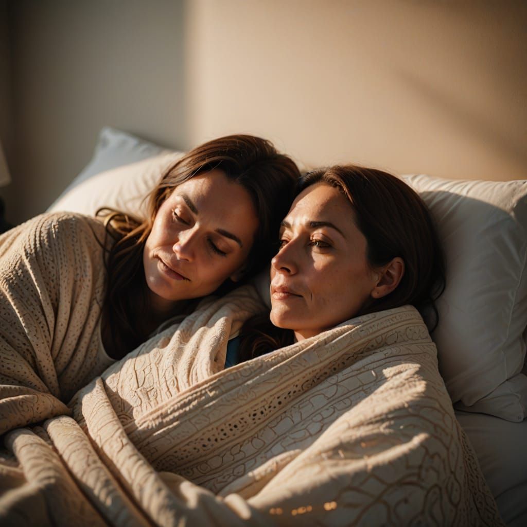 Serene Intimate Portrait of a Woman in Warm Golden Hour Ligh...
