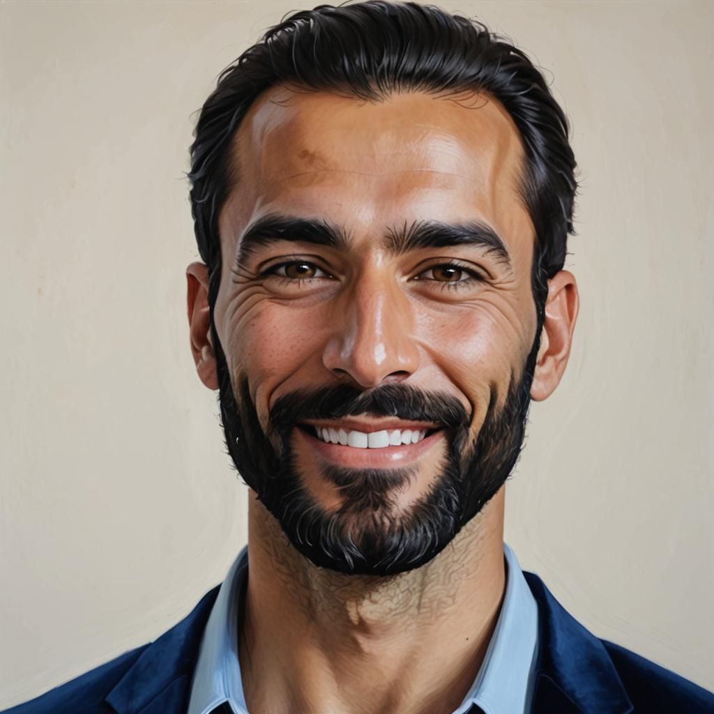 Elegant Bearded Man in Velvet Suit, Impressionist Style