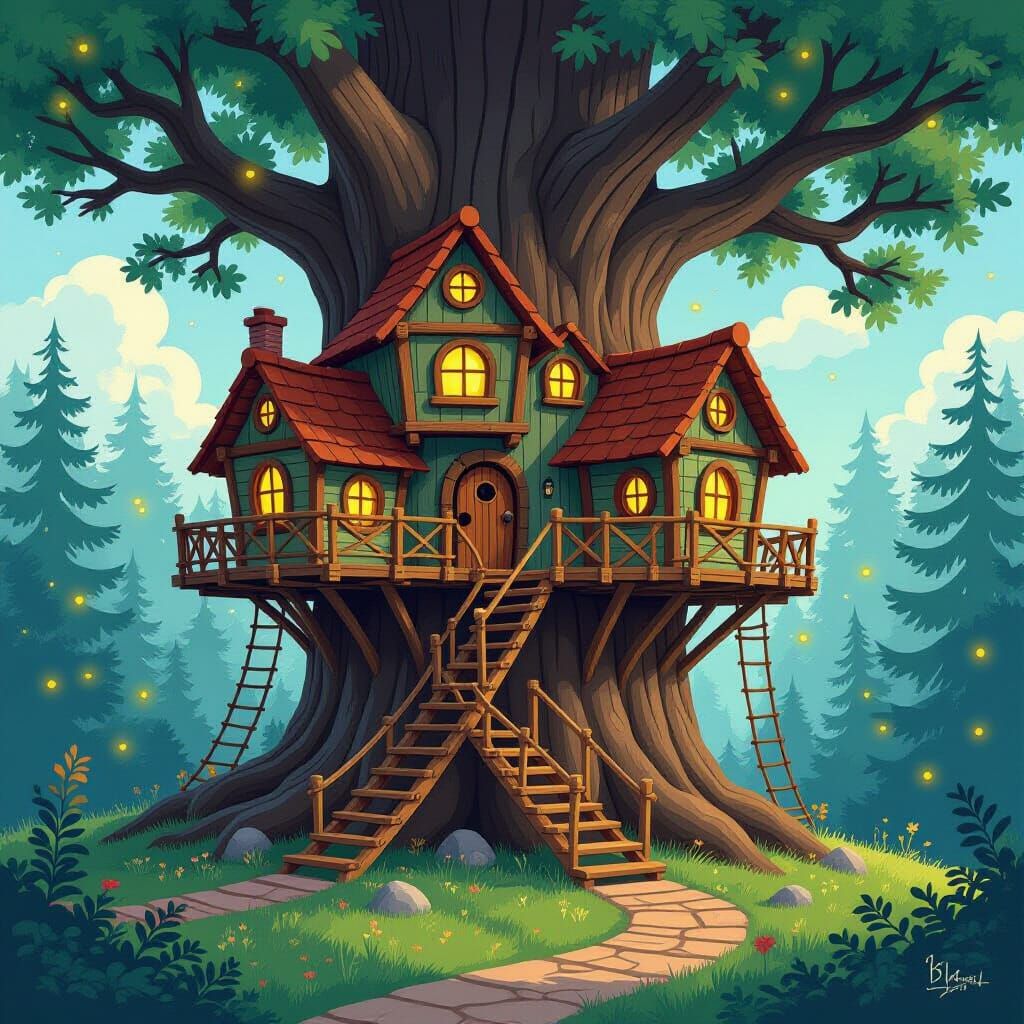 Popsicle Stick Treehouse Village in Giant Sequoia