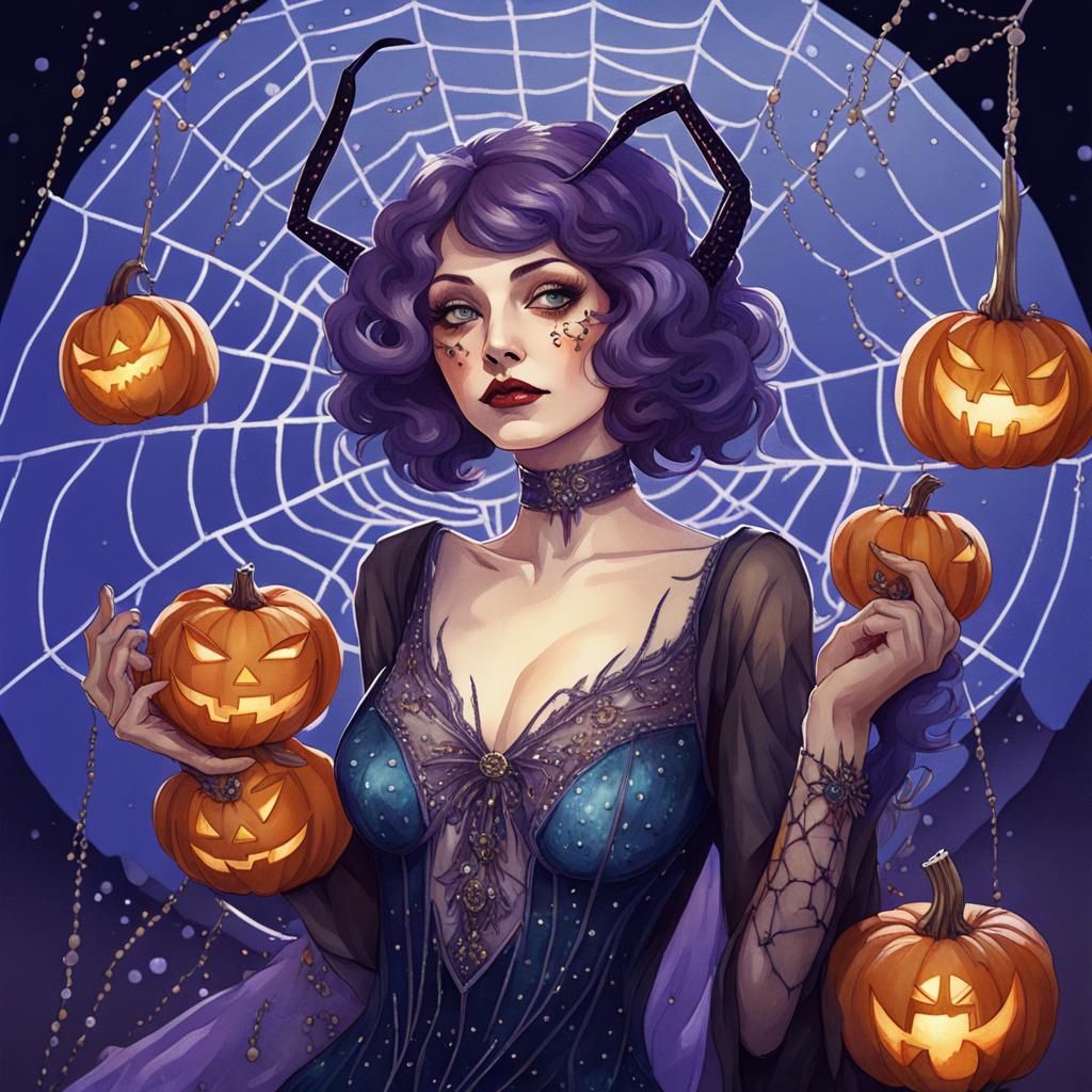 Sparkling Spider in 1920s Art Nouveau Style