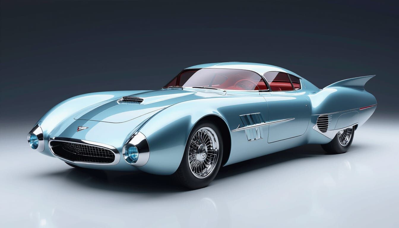 Retro-Futuristic Concept Car with Chrome Accents