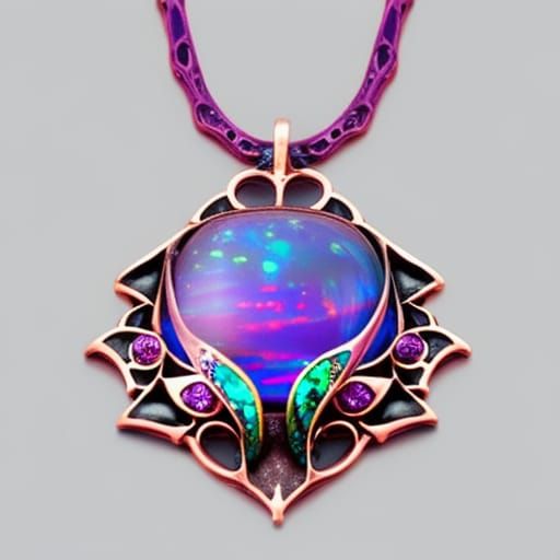 Ethereal gothic rose gold necklace with purple opal pendant ...