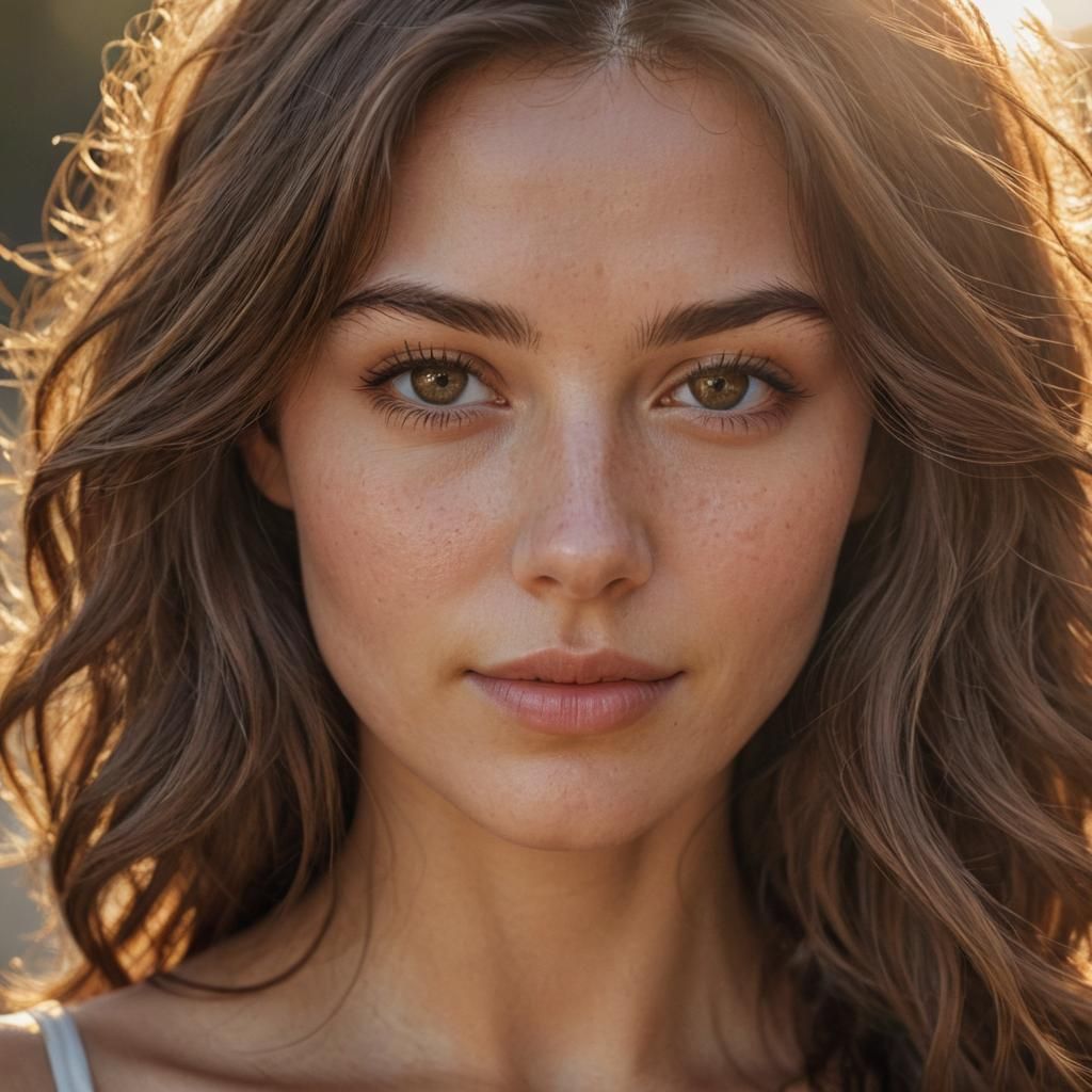 Photorealistic Portrait of a Smiling Brunette