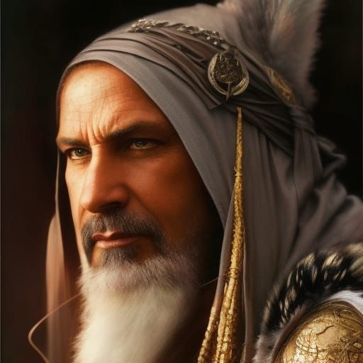 Pagan Shaman Portrait in Ornate Baroque Style