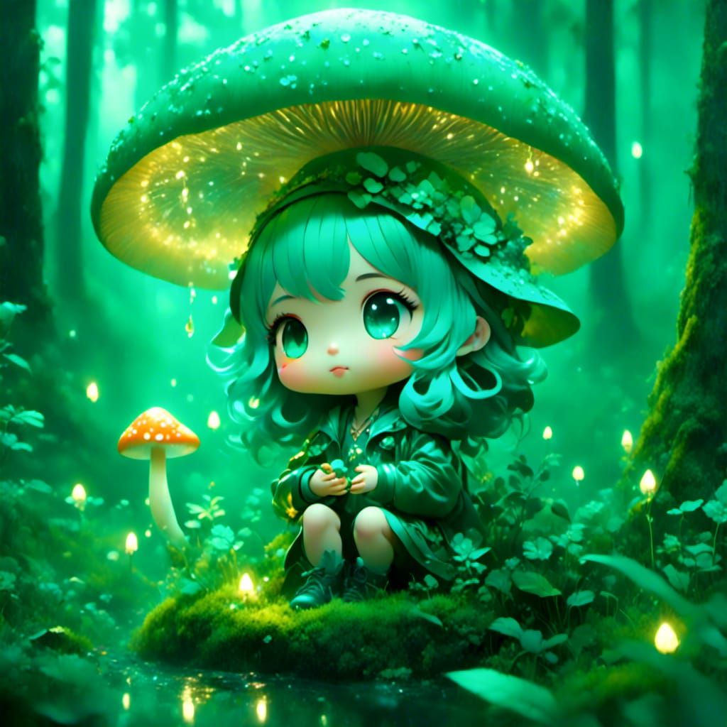 Chibi Forest Sprite in Dreamy Darkness