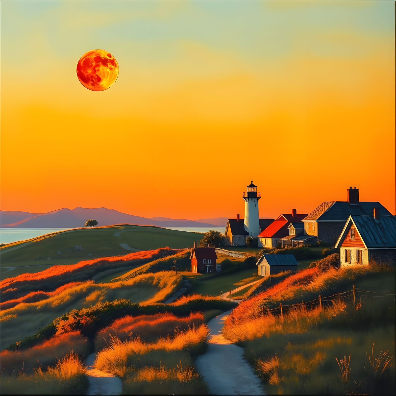 Blood Moon Twilight Over Martha's Vineyard in Epic Impressio...