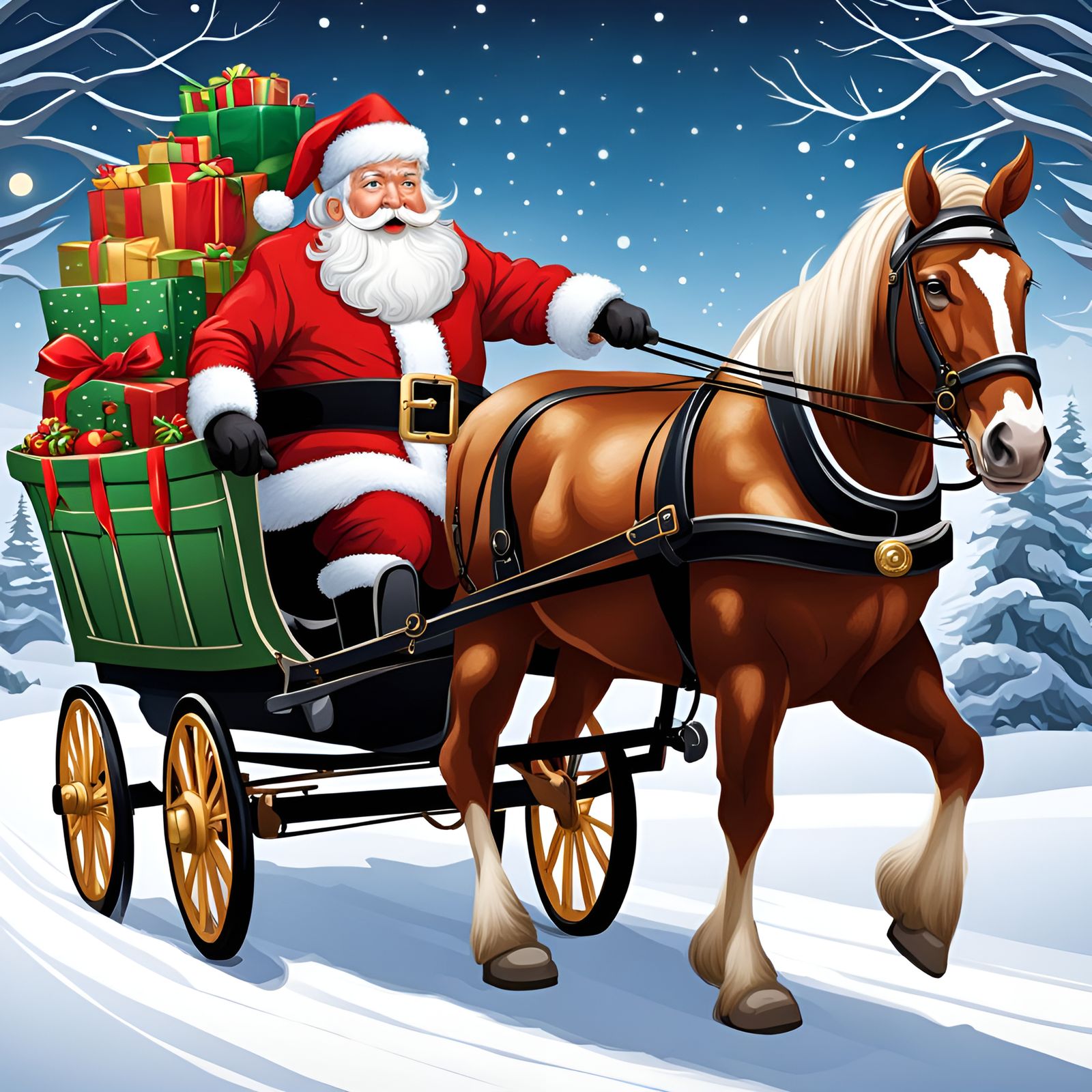 Santa's Festive Vardo Wagon Ride with Pinto Draft Horse