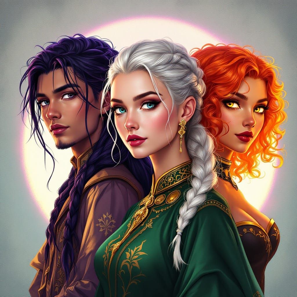 Ethereal Warrior Portraits in Vibrant Fantasy Style