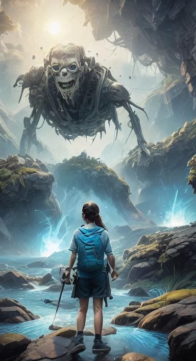 Woman's Discovery on New Planet: Detailed Portrait