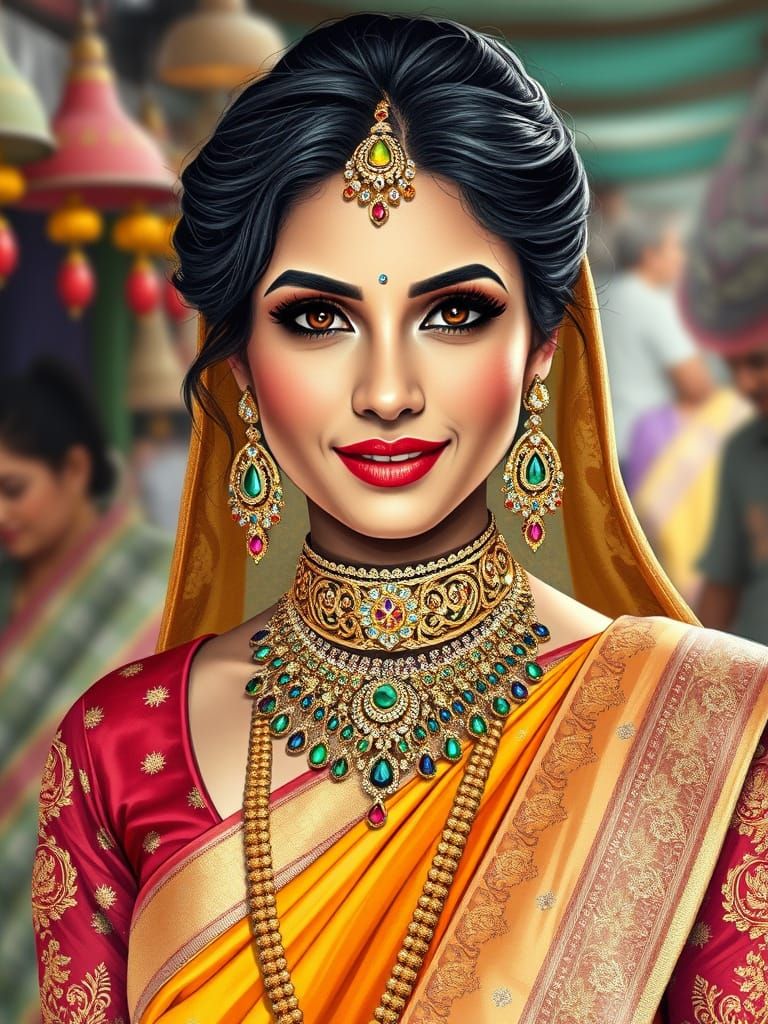 A smile full of grace and tradition: This radiant portrait captures the elegance and cultural richness of India. Esha pr...