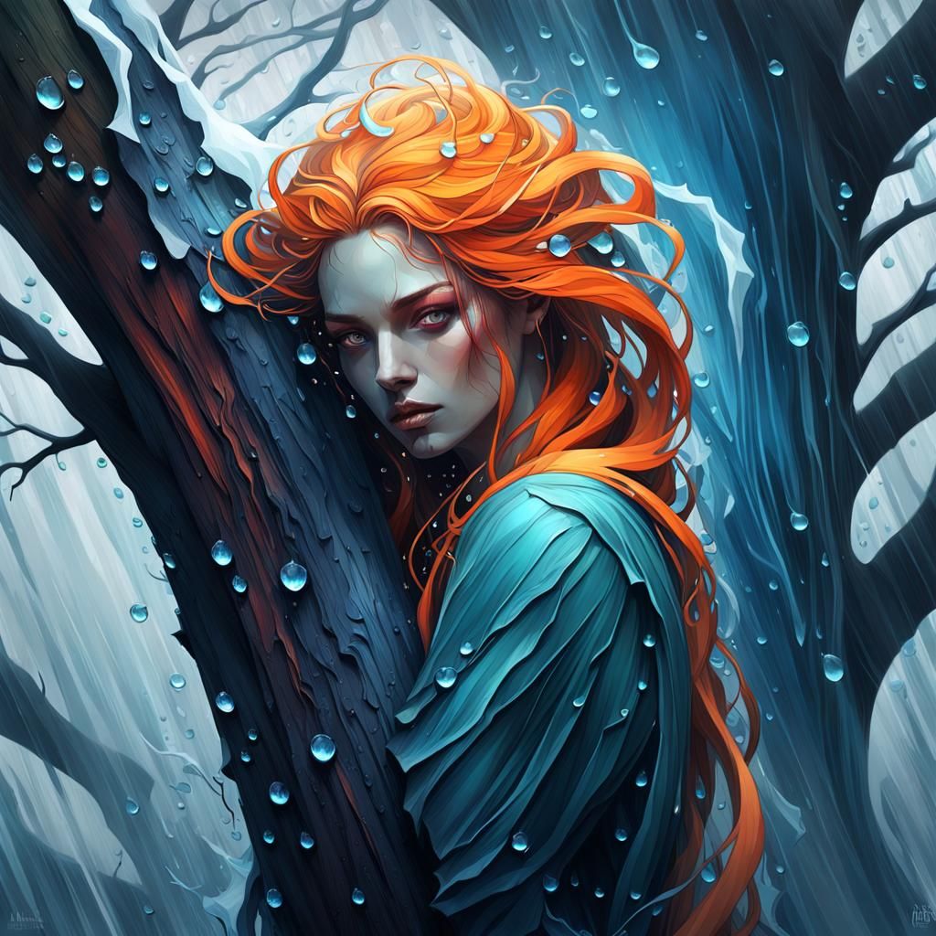 Teenager in Storm: Surreal Concept Art Portrait