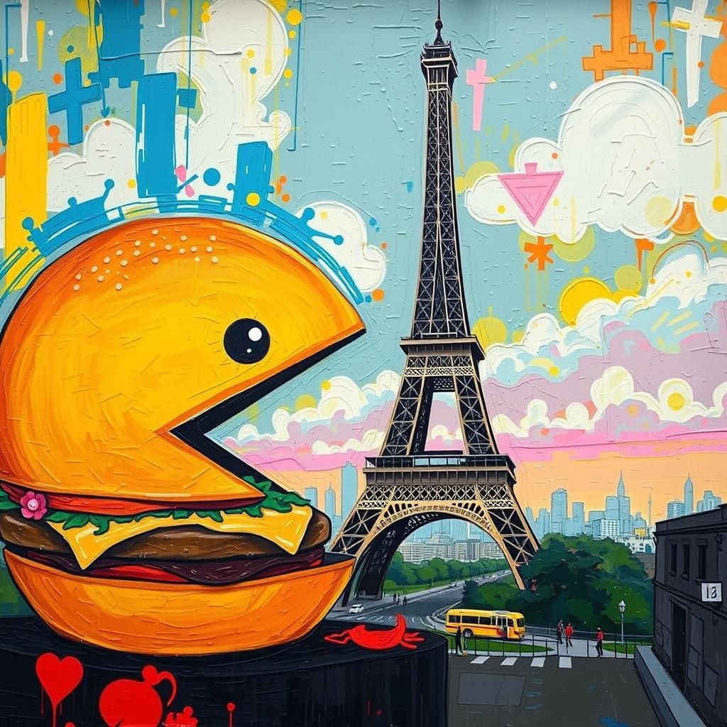 Giant Pac-Man Burger Eats Eiffel Tower