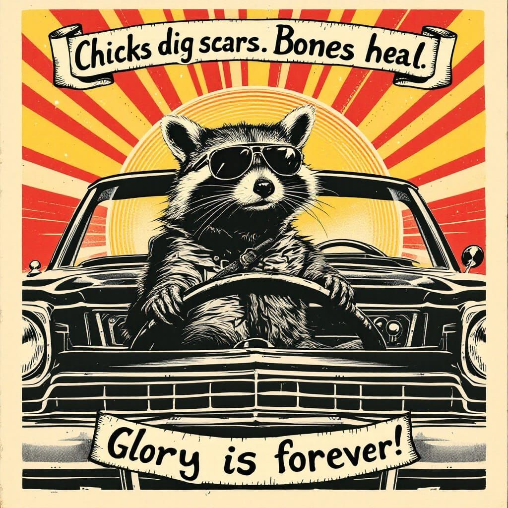 Retro-Themed Concert Poster Art in Woodcut Style