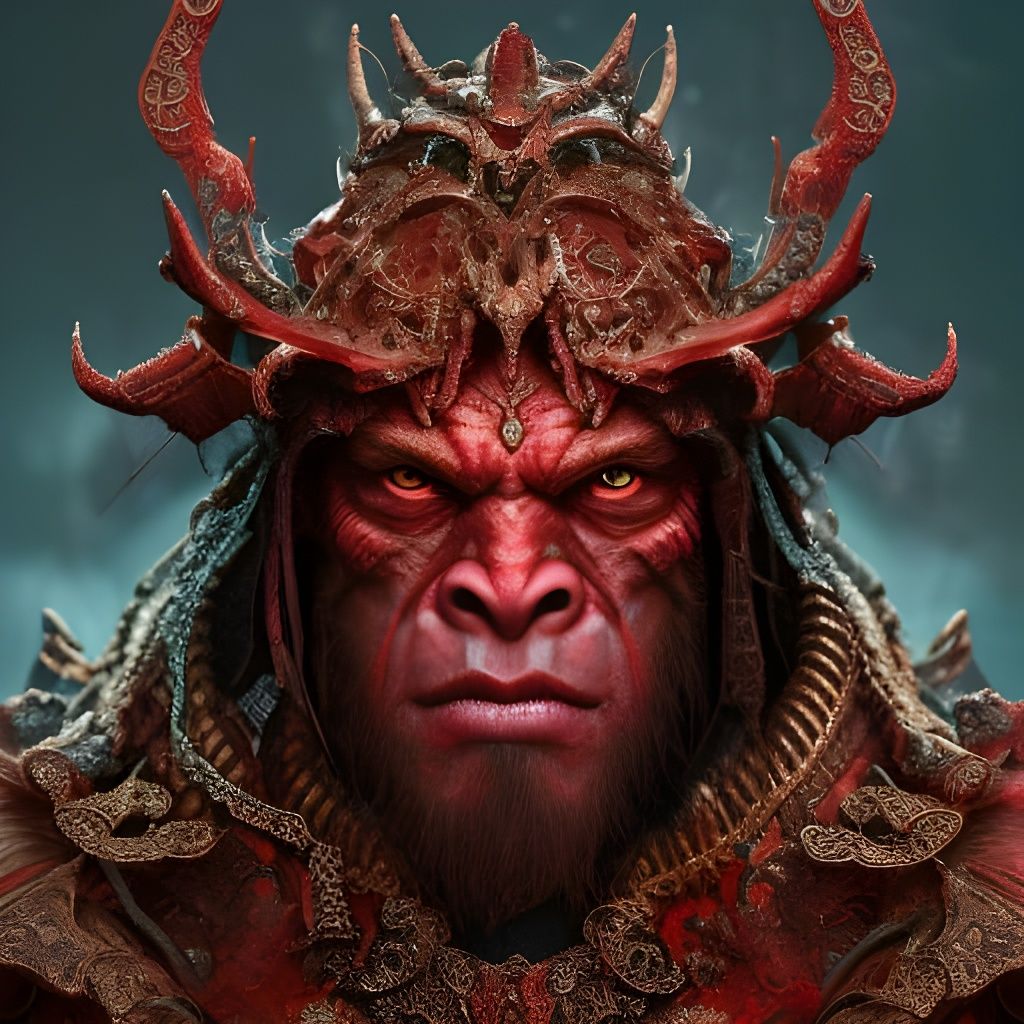 Demonic Orc King Portrait in Hyperdetailed Fantasy Art