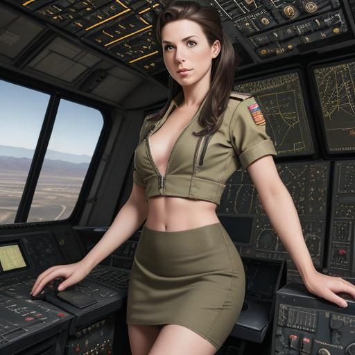 Futuristic Military Pilot in Spacecraft Cockpit