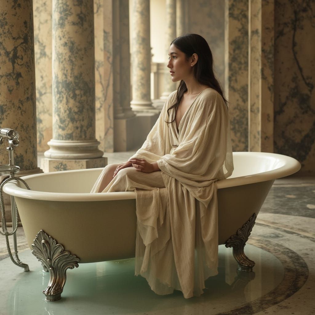 Ancient Queen in Bathhouse, Moreau-Inspired