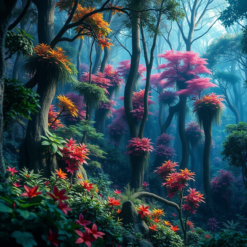 Lively Forest in 3D Anime Art Style